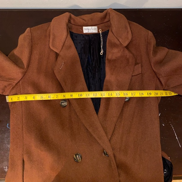 Ashley Scott 100% wool caramel brown long heavy warm double breasted trench coat - Picture 9 of 15